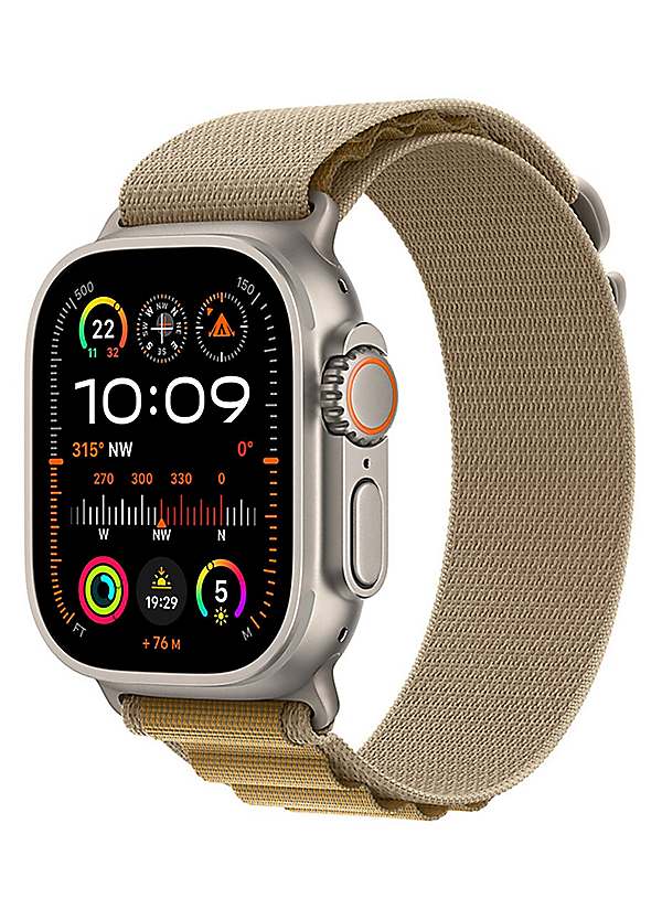 Watch Ultra 2 GPS Cellular 49mm Natural Titanium Case with Tan Alpine Loop Medium by Apple